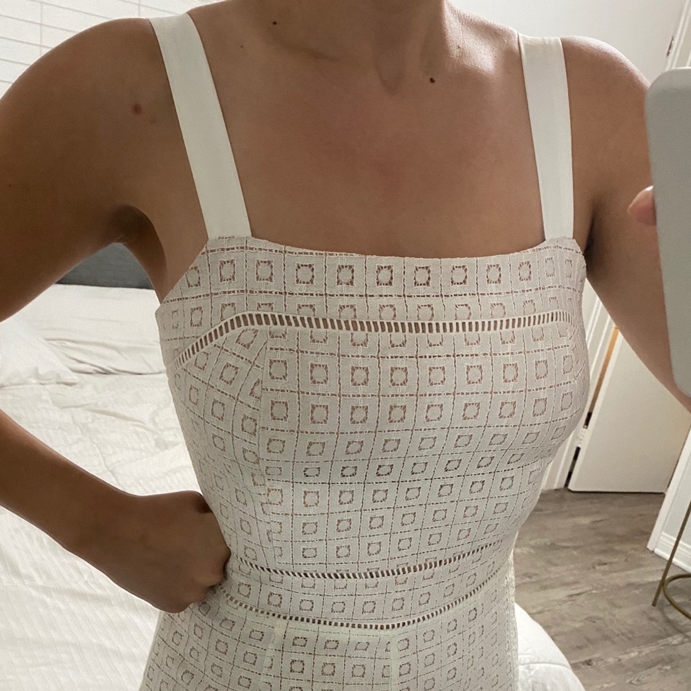White Tan Lace Romper. Super cute!